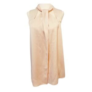 Linea Womens Size 10 Blush Pink Sleeveless Bow Neck Blouse Top